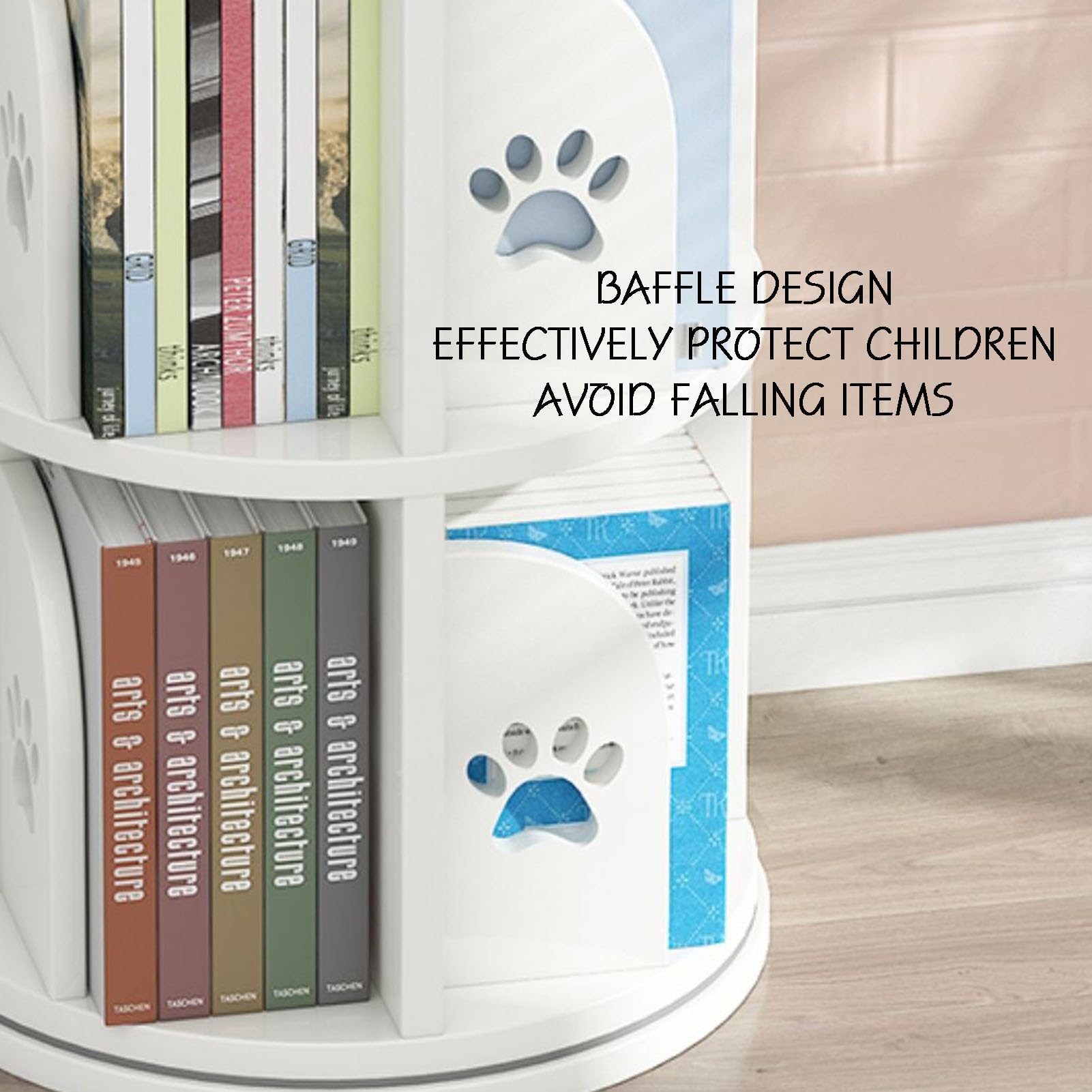 Amazon｜2段回転本棚、360°ユニット収納ディスプレイラック、床置きCD